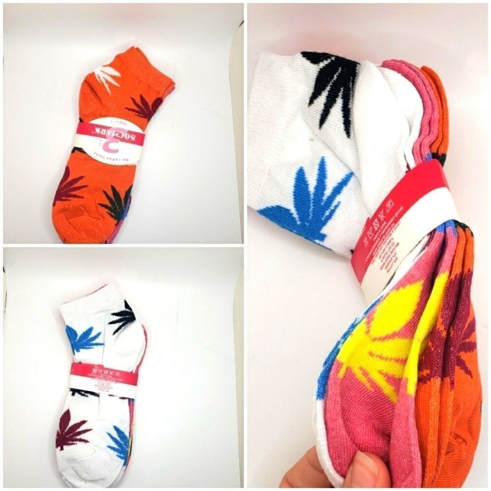 420 pot leaf plant herb smoke ankle weed socks 3 pack